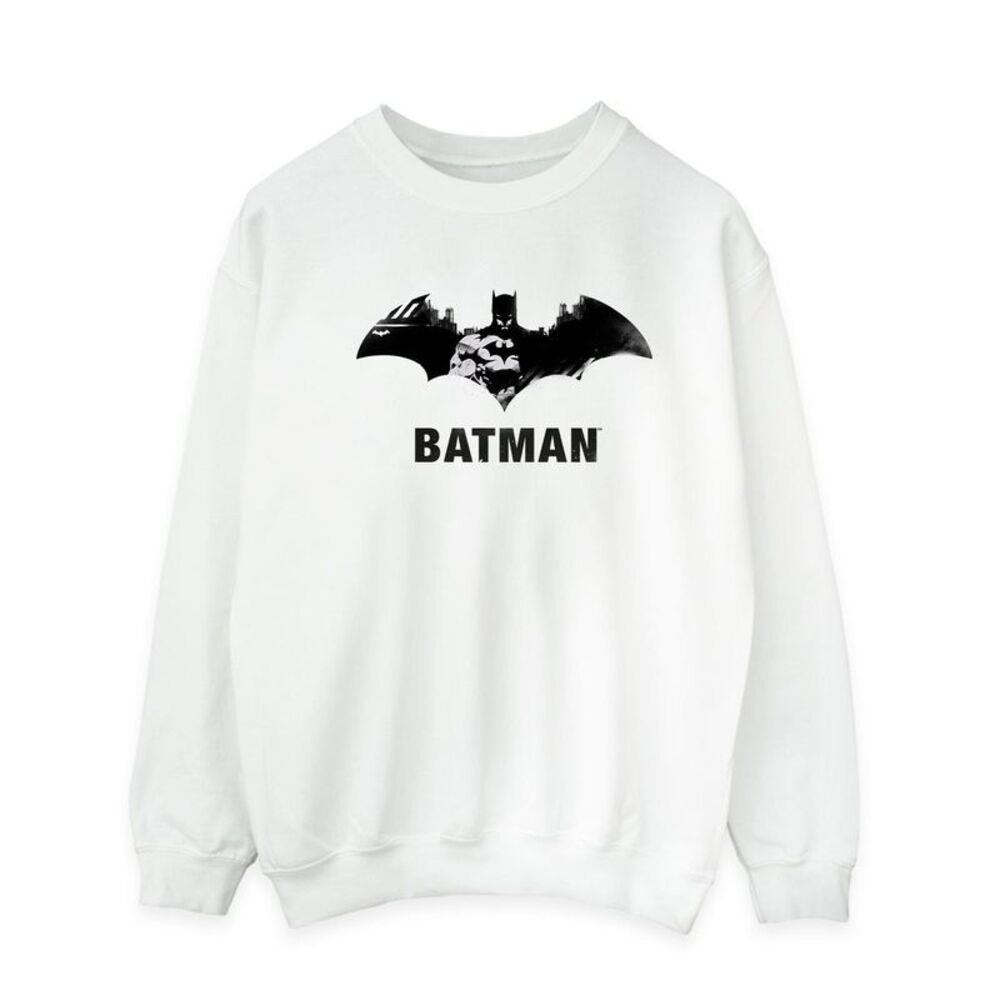 DC Comics Mens Batman Black Stare Logo Sweatshirt / White